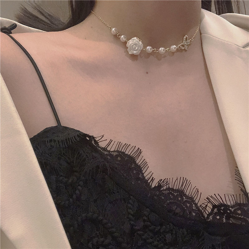 超仙~玫瑰花项链春季新款