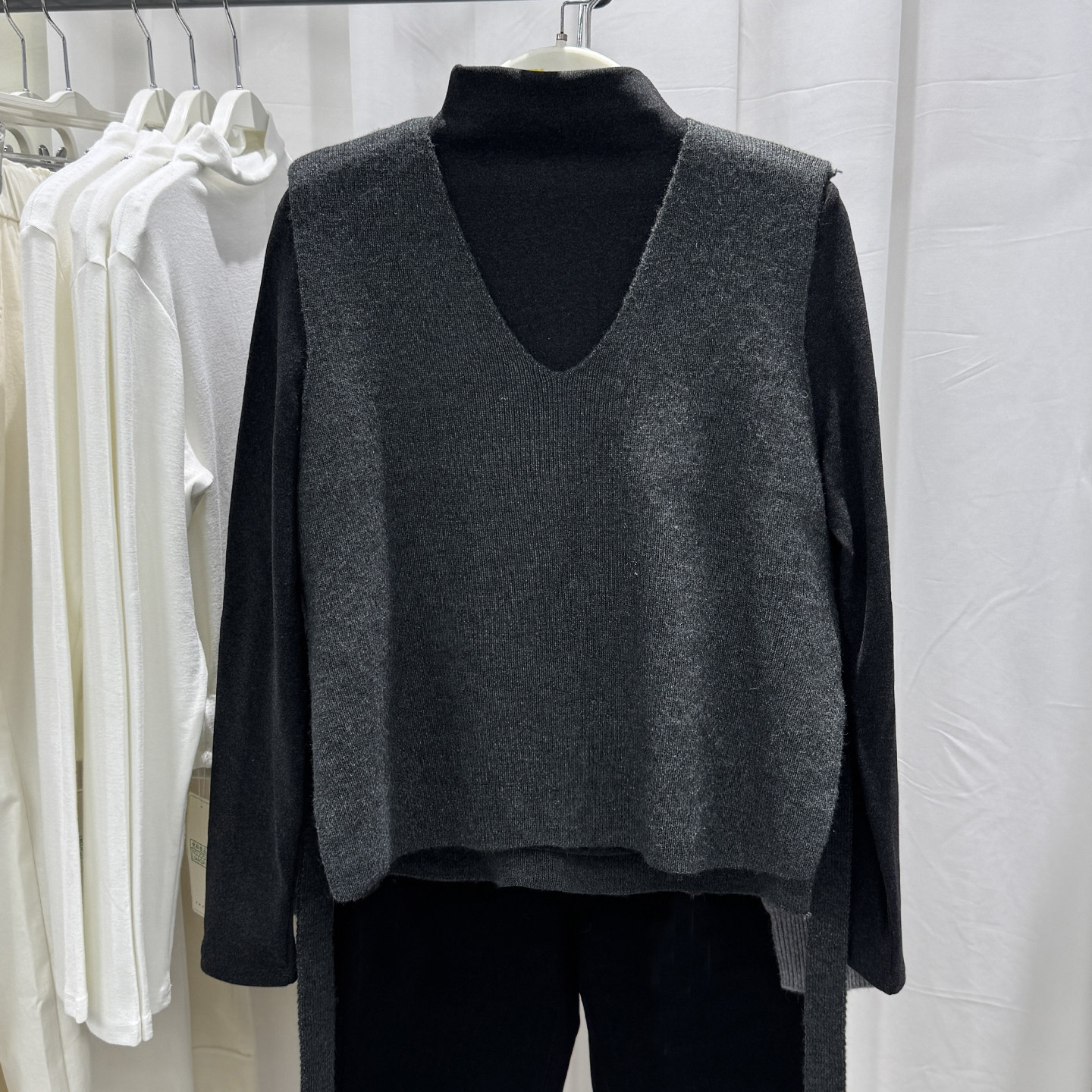 V领针织背心修身长袖T恤内外两件套女2025初冬叠穿显瘦减龄小衫潮,女装/女士精品,时尚套装,淘宝优惠券,粉丝福利购,淘宝优惠卷