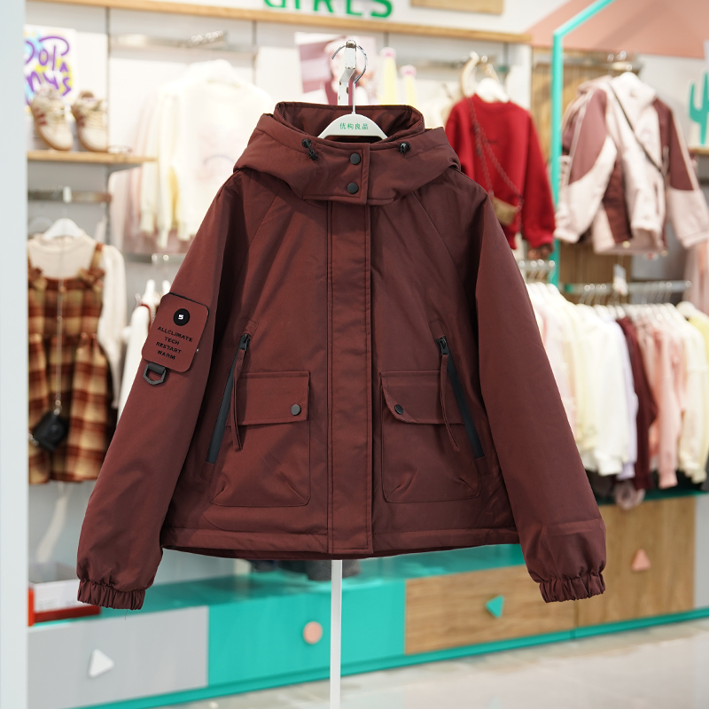 冲锋衣女连帽宽松休闲派克服