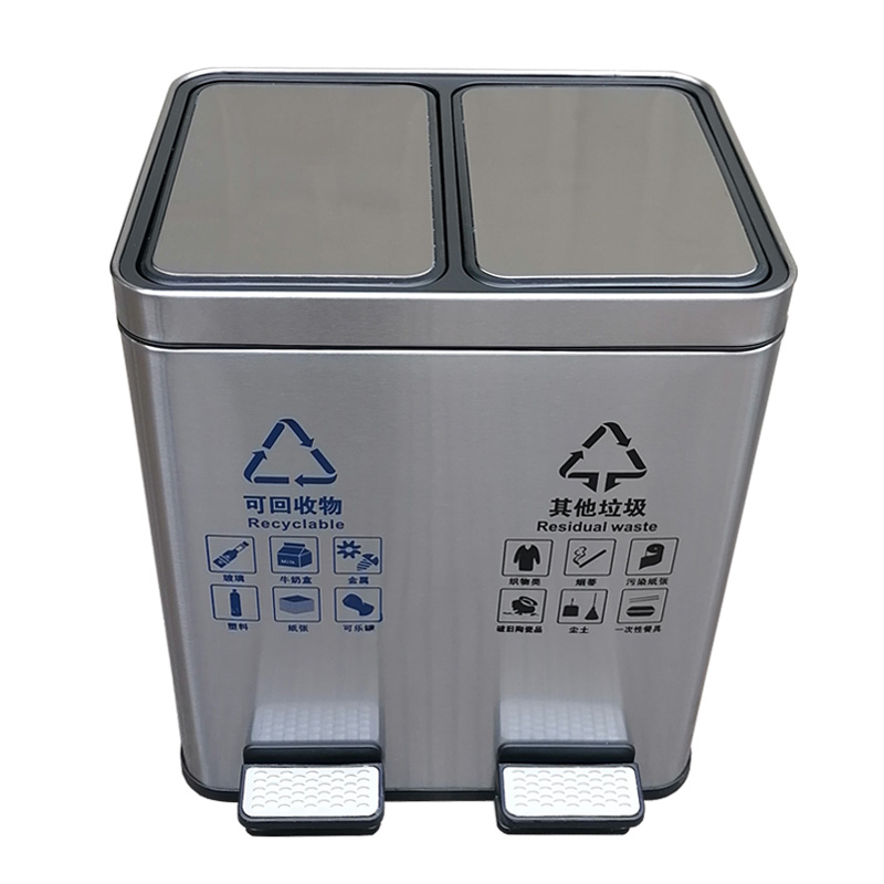 不锈钢垃圾桶脚踏方桶圆桶双分类
