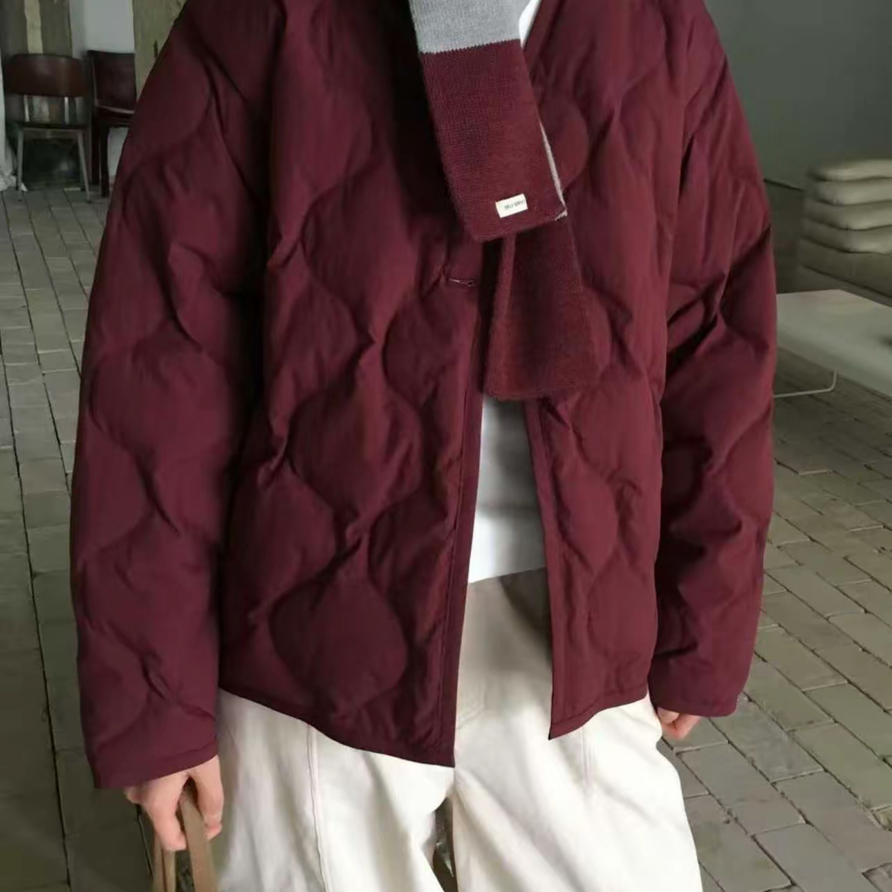 Red1982韩国东大门正品代购 SELF SERVICE25新款水波纹羽绒外套