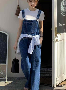 Red1982韩国东大门代购VERGAMOT 2025新款减龄牛仔背带裤