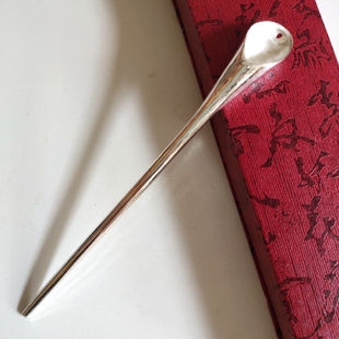 全手工999纯银花苞簪子古风足银diy发簪实心盘发银簪汉服气质头饰