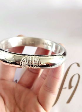 实心纯银手镯足银9999古风女