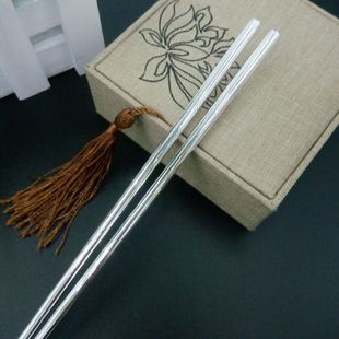 上市纯银餐具999足银光面筷子手工素面圆筷来料加工家用筷子 新品
