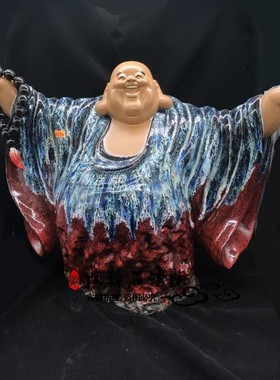 举手陶瓷公仔工艺品摆件弥勒佛像