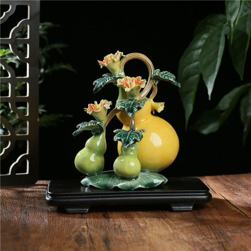 福禄葫芦石湾陶瓷佛山玄关酒柜家居装饰品摆件创意工艺品小摆设