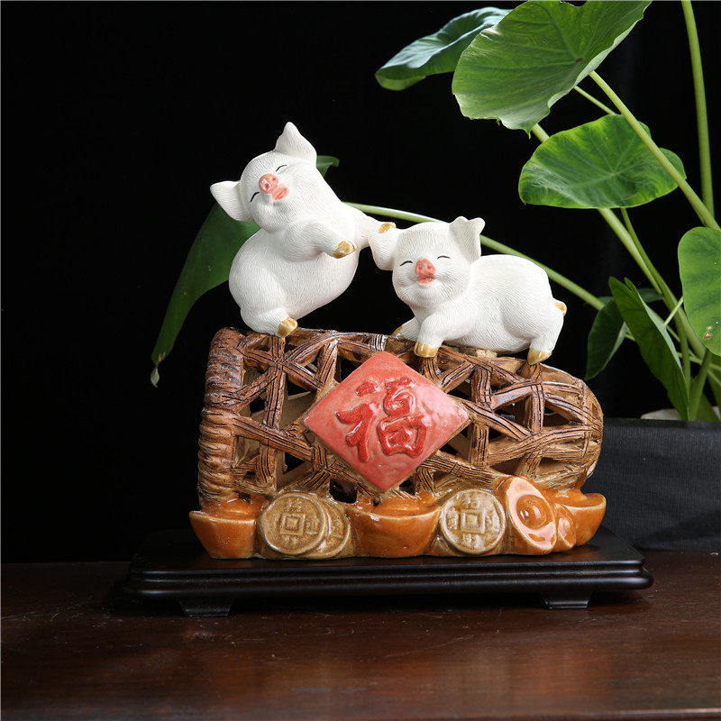 猪笼入水家肥屋润 陶醉石湾陶瓷公仔装饰品 工艺品人气摆件包邮 - 实物图