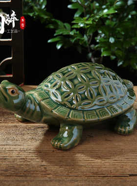 金 钱龟长寿 石湾陶瓷公仔装饰品水缸假山工艺品贺寿礼品摆件包邮
