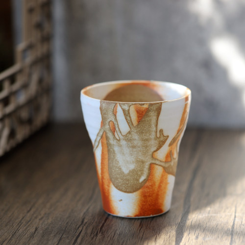 日本进口粉引手绘烧酒杯日式茶具亚光手工复古茶杯复古风喝水杯 - 封面