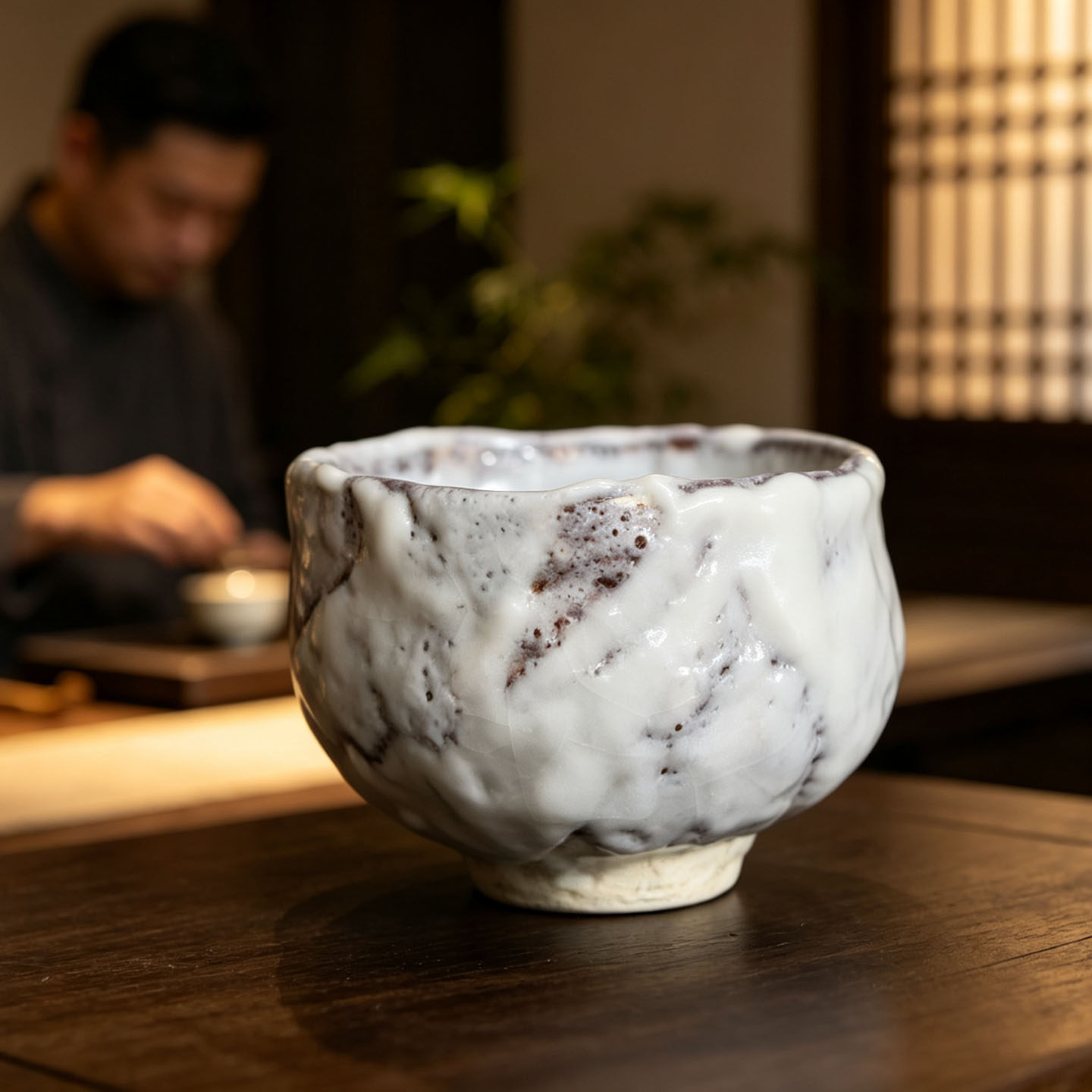 店主手工制作粗陶志野抹茶碗