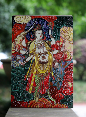 辩才天女掐丝珐琅瓷板画