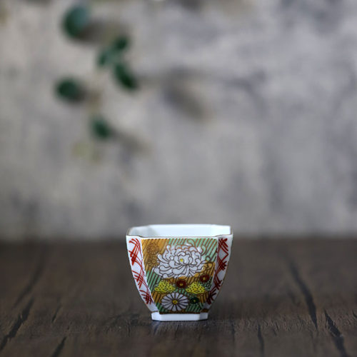 九谷烧宫廷风花诘描金陶瓷小杯子