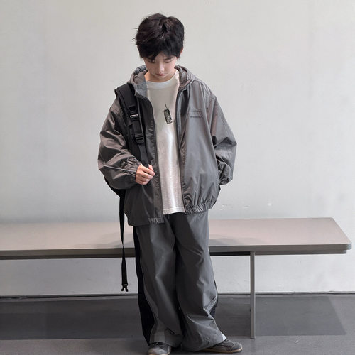 波拉bora男童秋装运动套装儿童痞帅外套两件套春秋款中大童秋季潮