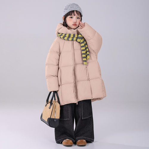童装泡芙超柔软中长羽绒服90鸭绒女童中大童冬季bora加厚保暖外套