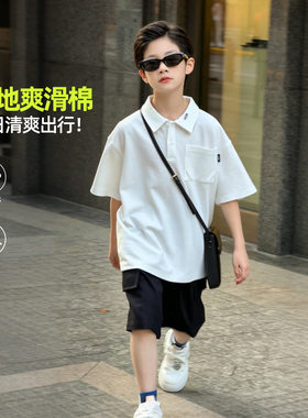 波拉bora儿童装男童薄款透气翻领polo衫夏季款中大青少年短袖T恤