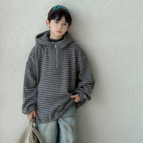波拉bora男童卫衣春秋款中大儿童装秋季连帽长袖上衣秋装男孩潮酷
