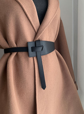 新款大衣皮带女宽简约百搭打结腰带束腰显瘦复古潮流腰封外搭