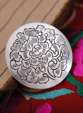 990纯银吊坠足银项坠牡丹花文艺坠子挂件古风汉服项链配饰男女