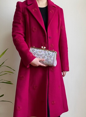 吴罗紫色小花真丝宋锦雅致女包