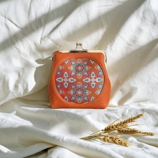 张和才古蜀锦真丝步步生莲牛皮包包，名家非遗经典女包手提包