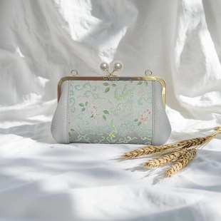 陆美英五福纳祥纹锦非遗宋锦牛皮包包，名家气质女包