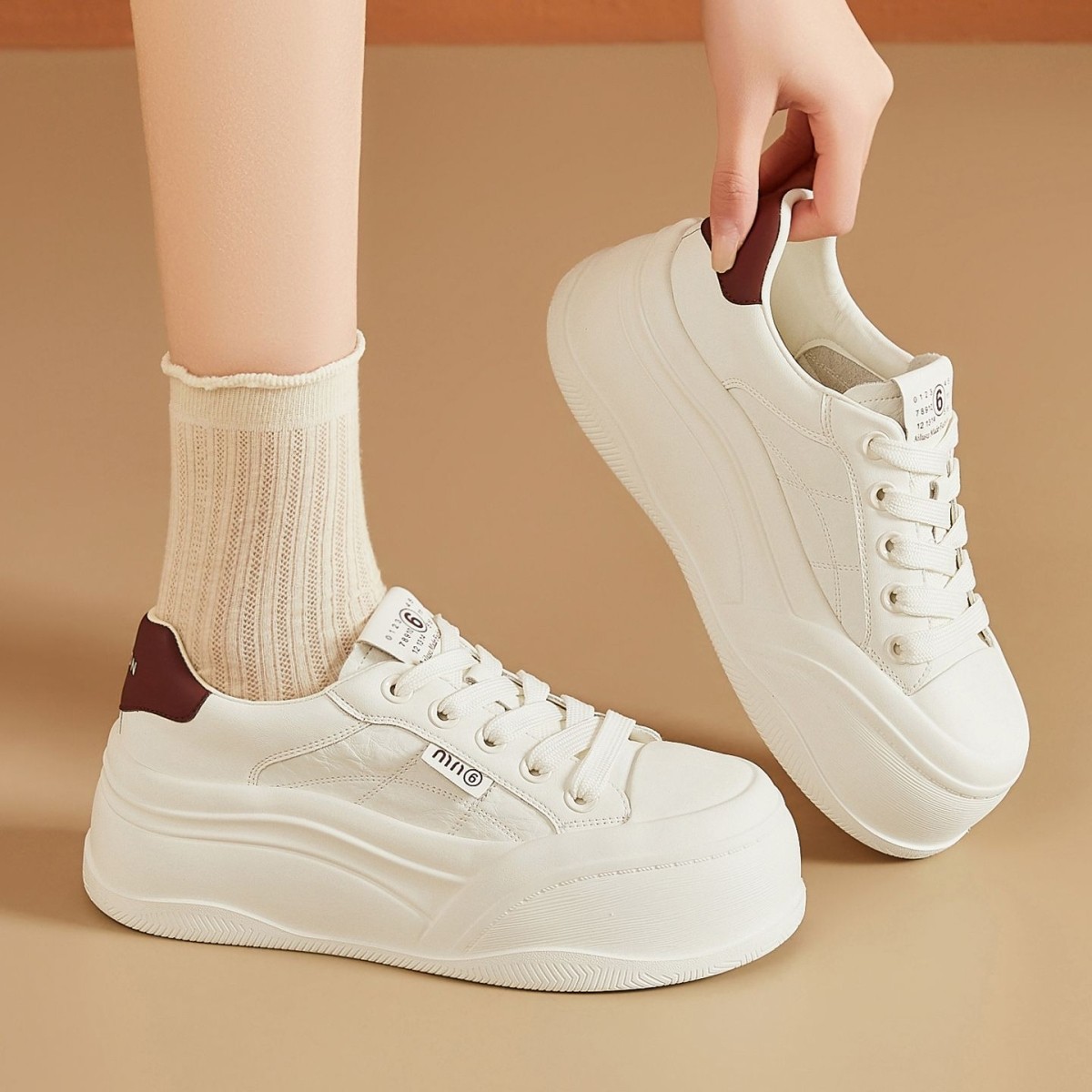 女鞋撤柜板鞋厚底春秋运动休闲踩脚两穿小白鞋女风,女鞋,休闲板鞋,淘宝优惠券,粉丝福利购,淘宝优惠卷