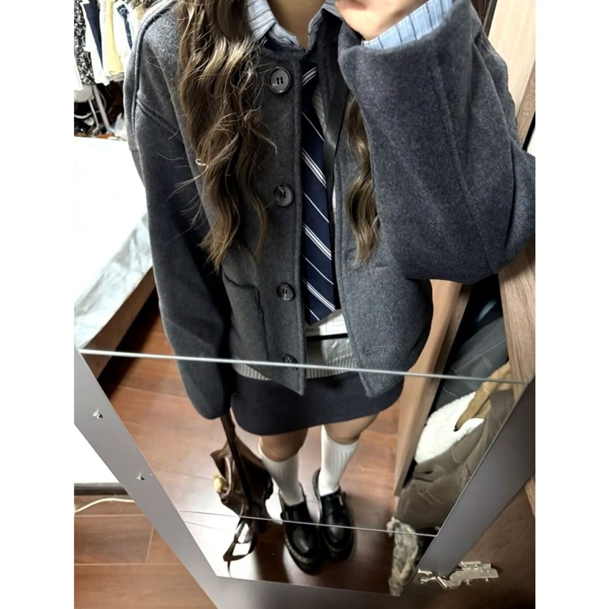 小香学院风灰色毛呢连衣裙子女秋冬2025新款韩系圣诞穿搭一整套装,女装/女士精品,时尚套装,淘宝优惠券,粉丝福利购,淘宝优惠卷
