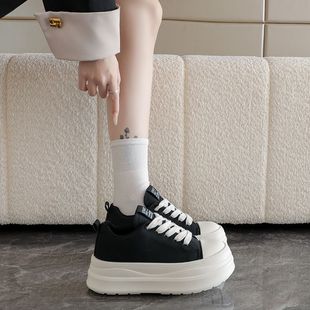 两点浪漫小众厚底面包鞋百搭休闲鞋黑白板鞋胖胖小白鞋男潮鞋