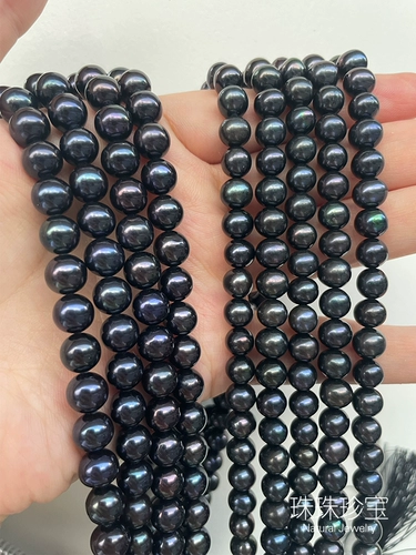 Натуральные красочные черные бусины, ожерелье ручной работы, цепочка, аксессуар, аксессуары, 7-8мм