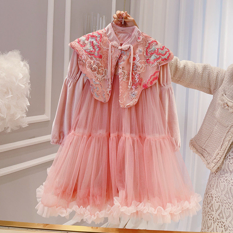 女童汉服中国风云肩可拆公主裙秋冬新款加绒礼服裙中国风古风裙子,童装/婴儿装/亲子装,汉服,淘宝优惠券,粉丝福利购,淘宝优惠卷