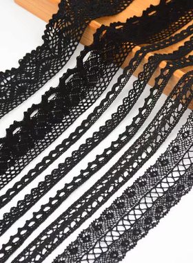黑色棉线编织蕾丝花边辅料 DIY手工桌布布艺材料沙发床品窗帘布料