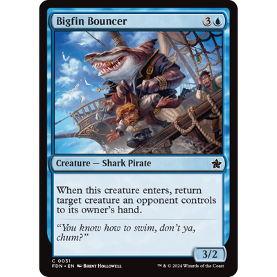 万智牌 巨鳍守船鲨 Bigfin Bouncer 平/闪 基石构筑 FDN 蓝色 铁