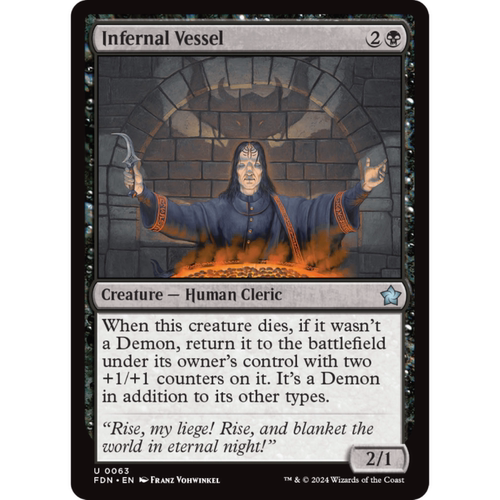 万智牌 炼狱纳躯 Infernal Vessel 平/闪 基石构筑 FDN 黑色 银