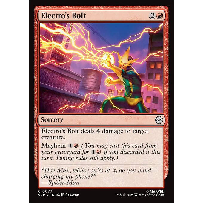 呆呆龙 万智牌 Electro's Bolt 电光人的电击 平/闪 SPM 蜘蛛侠