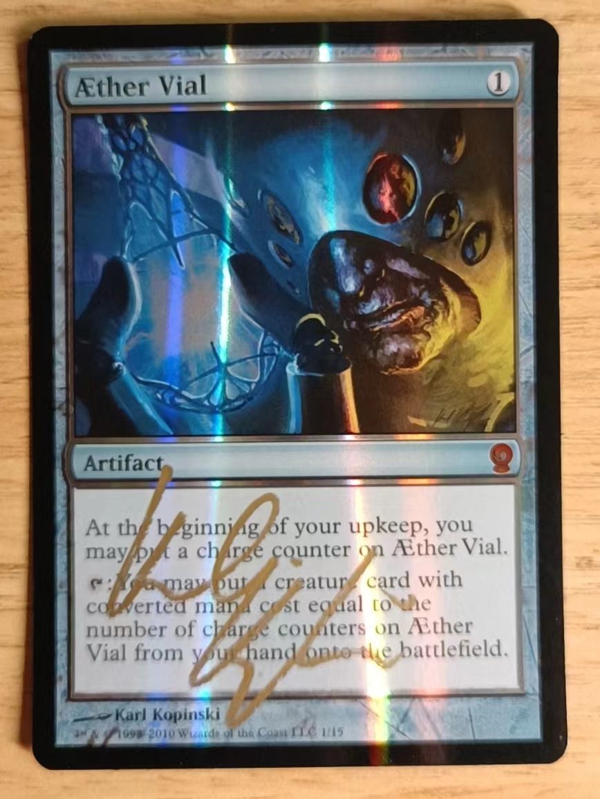 呆呆龙卡牌 万智牌 闪 乙太精瓶 Aether Vial FTV遗宝 英文 签字