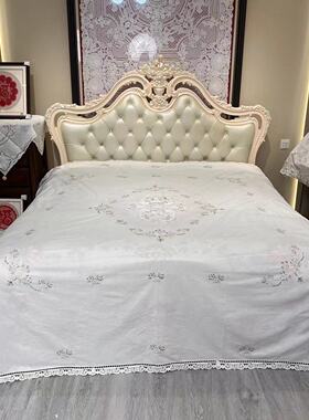 馆长推荐床盖H5801-2 白色(240*260cm）棉质刺绣葡萄花床单/床盖