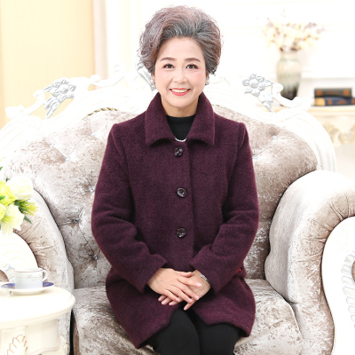 胖奶奶冬装特体加肥加大220斤毛呢外套羊毛大衣妈妈60岁70中老年