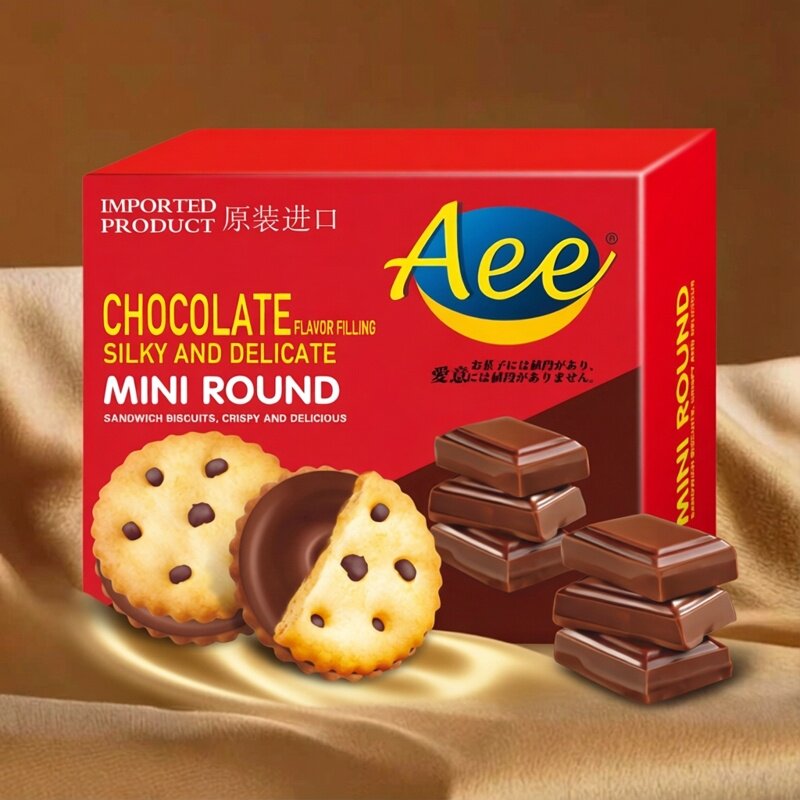 Aee迷你巧克力夹心饼干原装进口网红休闲零食盒装45g盒装饼干