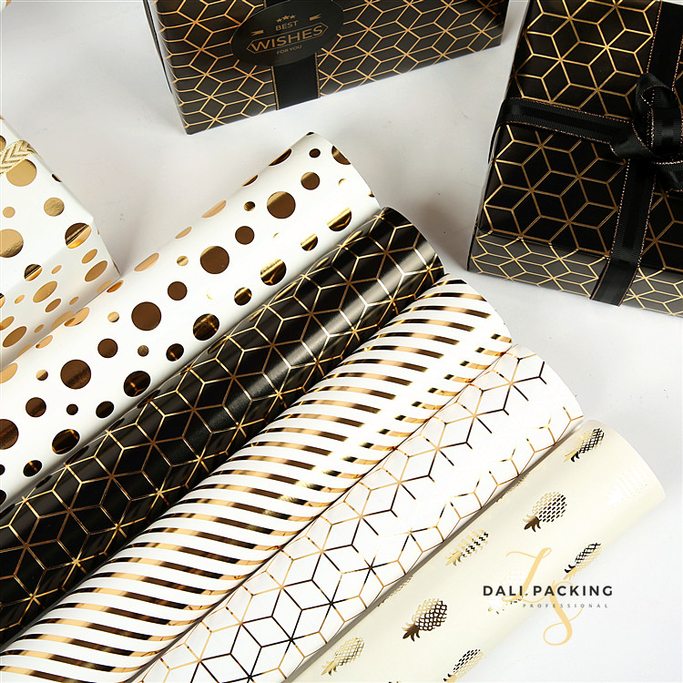 纸抒达礼烫金波点几何礼品包装纸商务生日精美礼盒礼物纸新年书皮