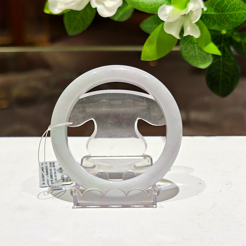 【孤品】七彩云南天然缅甸翡翠手镯A货糯冰阳绿玉镯子女款手镯56