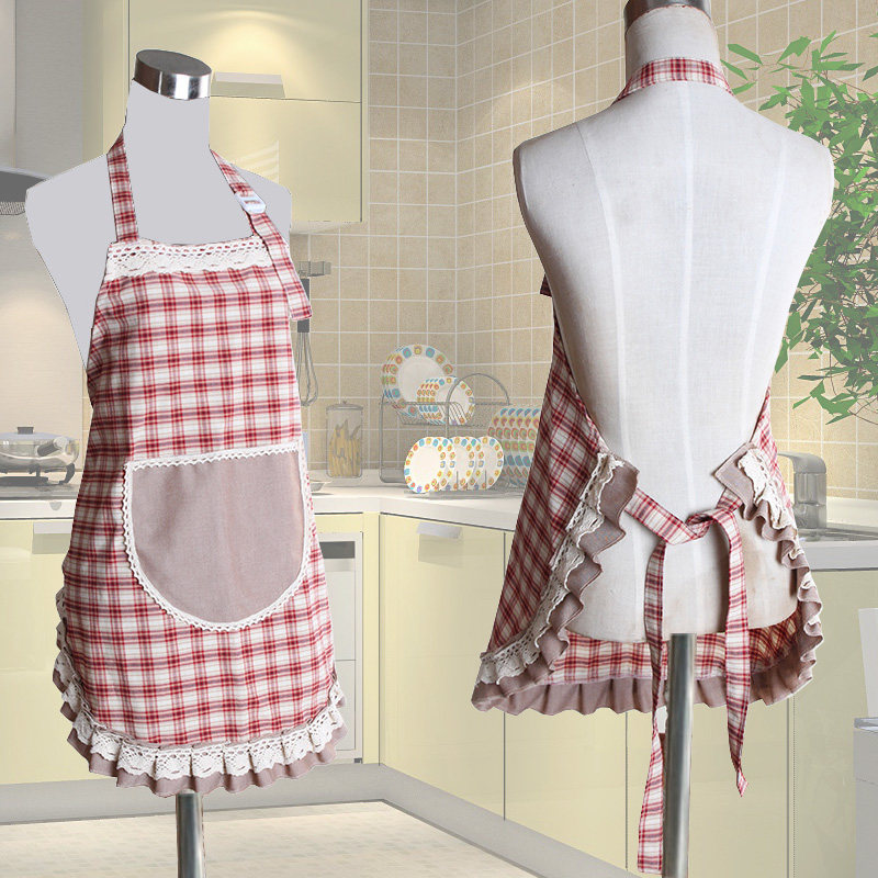 【吾家】布艺围裙蕾丝小花/厨房清洁/烹饪烘焙烧烤/田园可爱防污