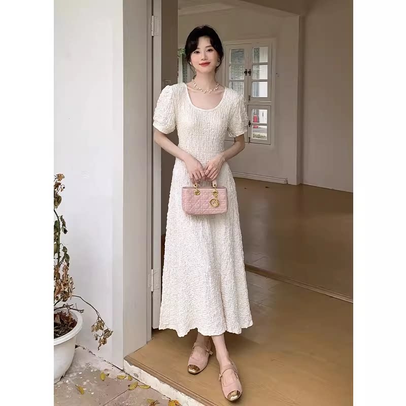 LY新款黑色长款连衣裙修身女白色拼接气质收腰显瘦撞色长裙