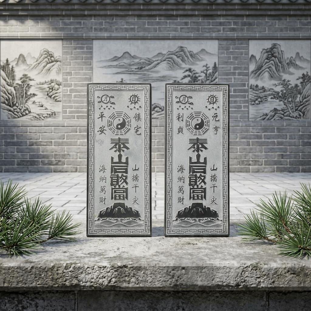泰山石敢当天然原石青石板雕刻镇宅补角化路冲石敢当吉星高照定制
