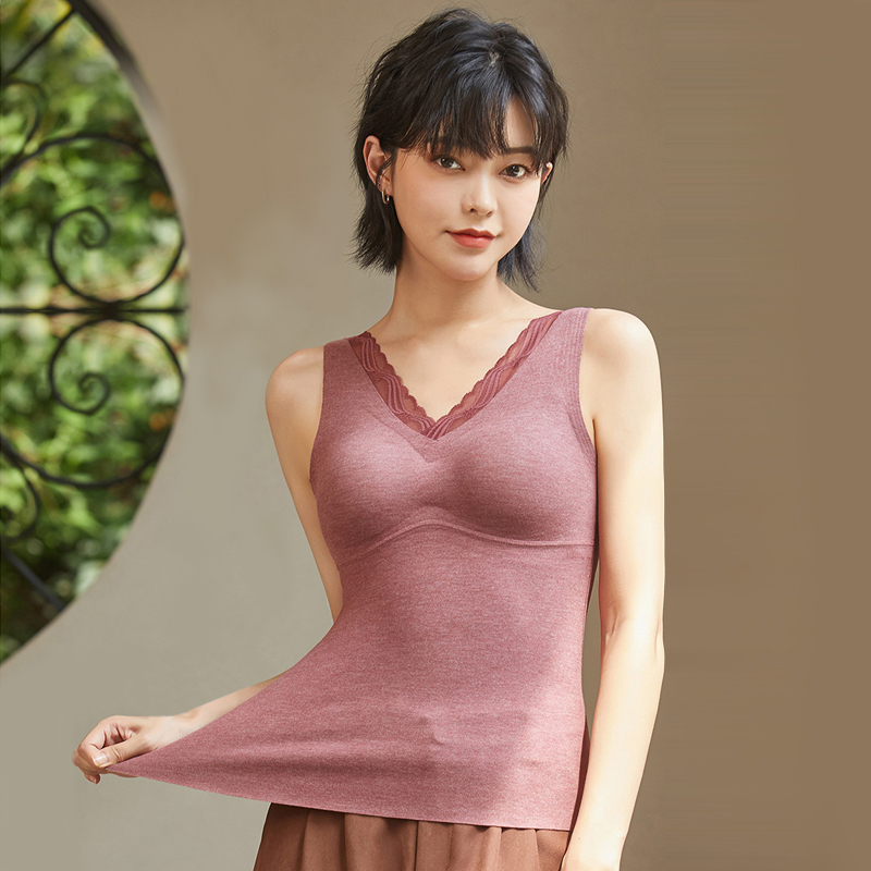 保暖背心女带胸垫内穿
