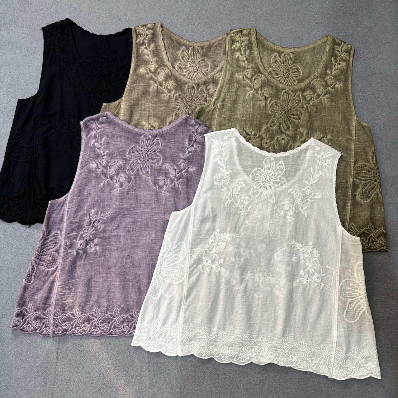 绣花纯棉针织马甲背心女夏外穿无袖坎肩背心宽松显瘦上衣百搭罩衫