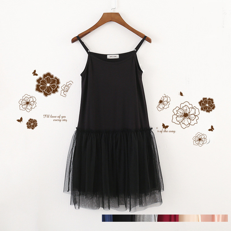 层层网纱拼接吊带背心裙春夏短款连衣裙百搭蓬蓬裙打底短裙内衬裙