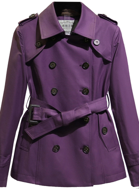紫色短款风衣外套女2026春秋新款小个子早春流行品牌女款春季女士