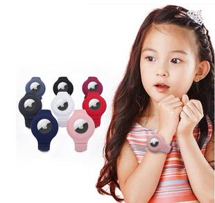 适用于新款苹果airtag定位跟踪器挂绳保护套纯色简约便携式外壳air tag防丢器背包行李钥匙扣追踪器硅胶套