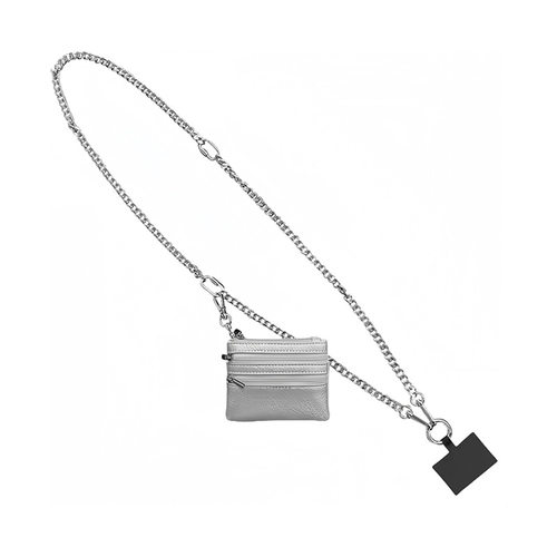 跨境Phone Strap with Zippered铝合金链条手机挂绳斜挎链亚克力